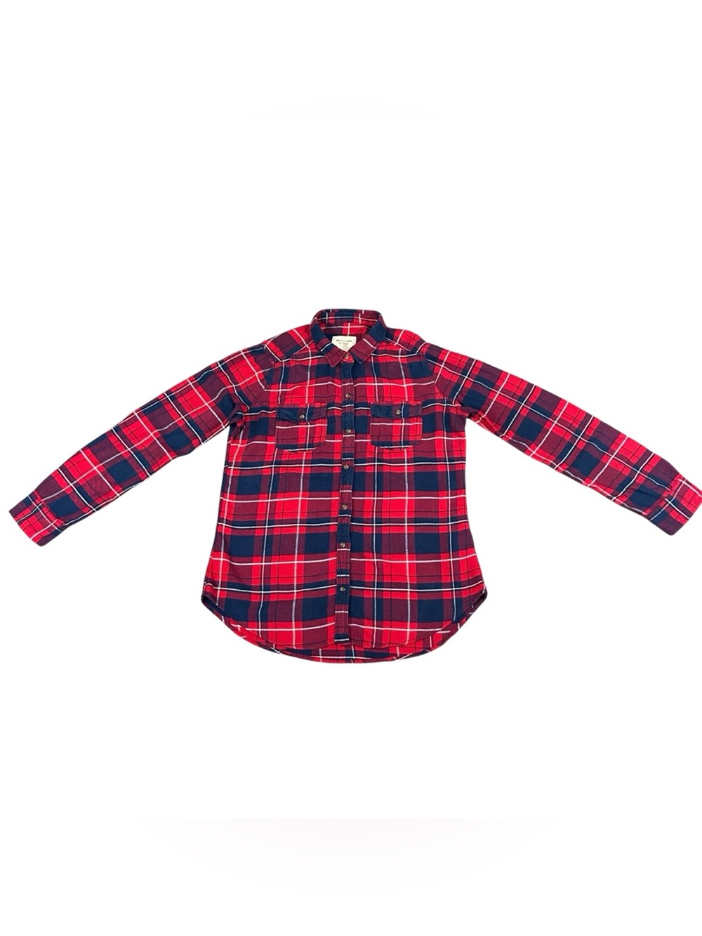 Abercrombie & Fitch Women’s Large Red Navy Plaid Flannel Button Up Shirt